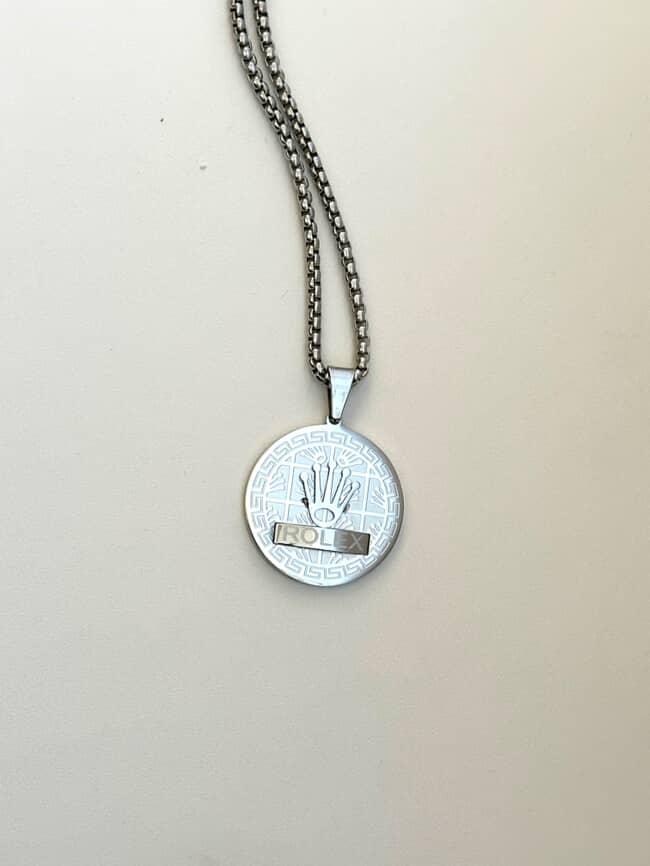 rolex silver necklace
