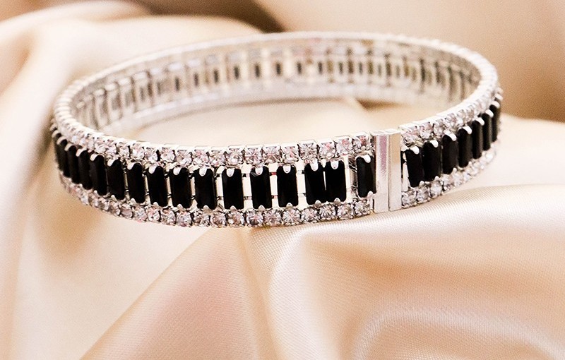 black silver tennis bangles