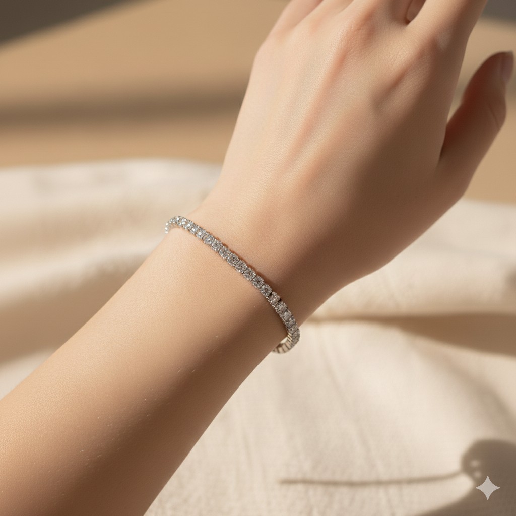 tennis bracelet medium size silver