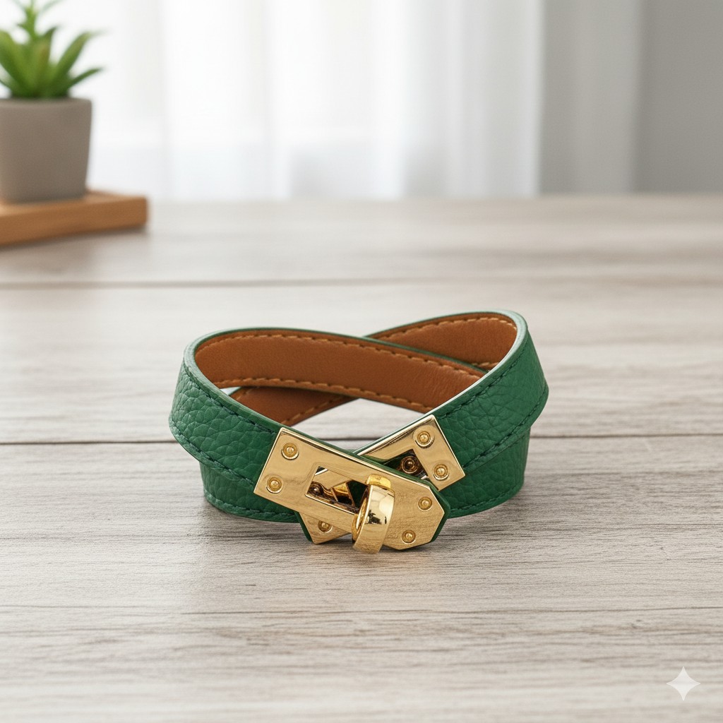 Hermis green leather