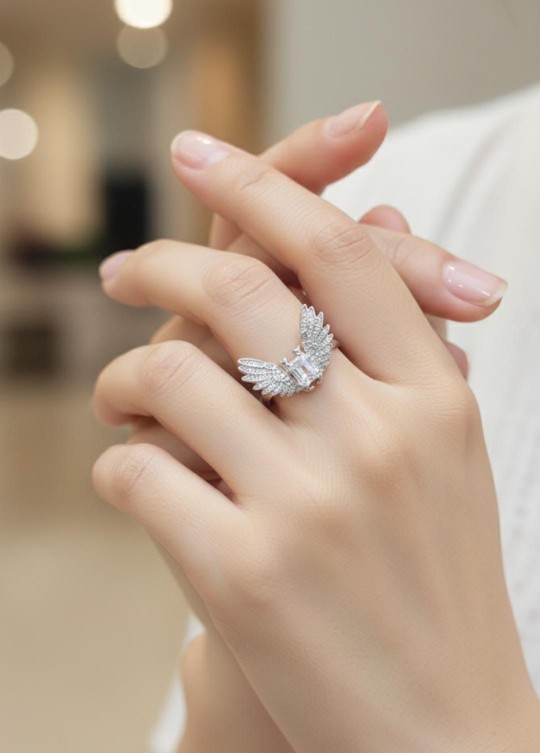 wing silver ring
