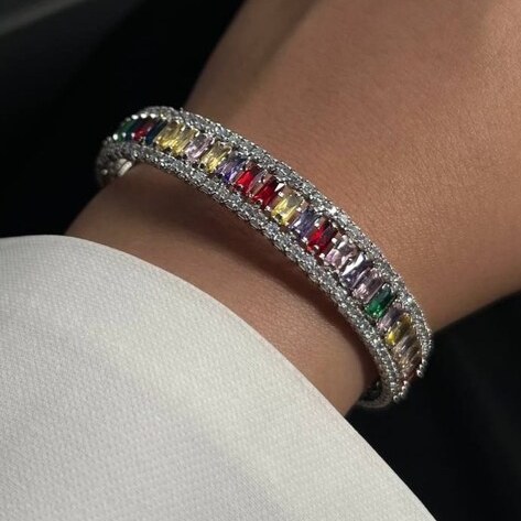 new tennis bangles colorful silver
