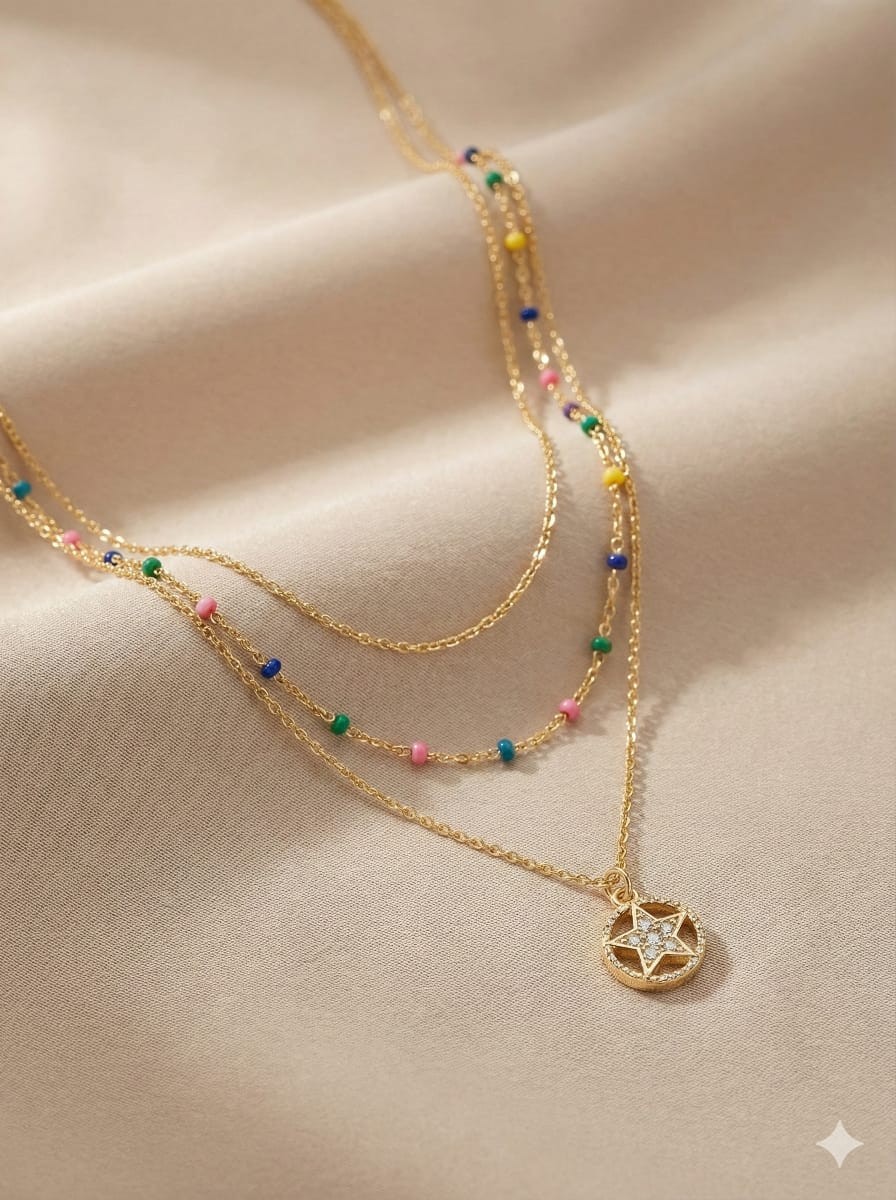 3 layers star necklace